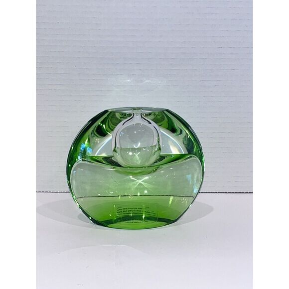 Vintage Tarnow Oil Scent Vase Emerald Green Crystal Glass Poland Double Sided - Picture 2 of 16